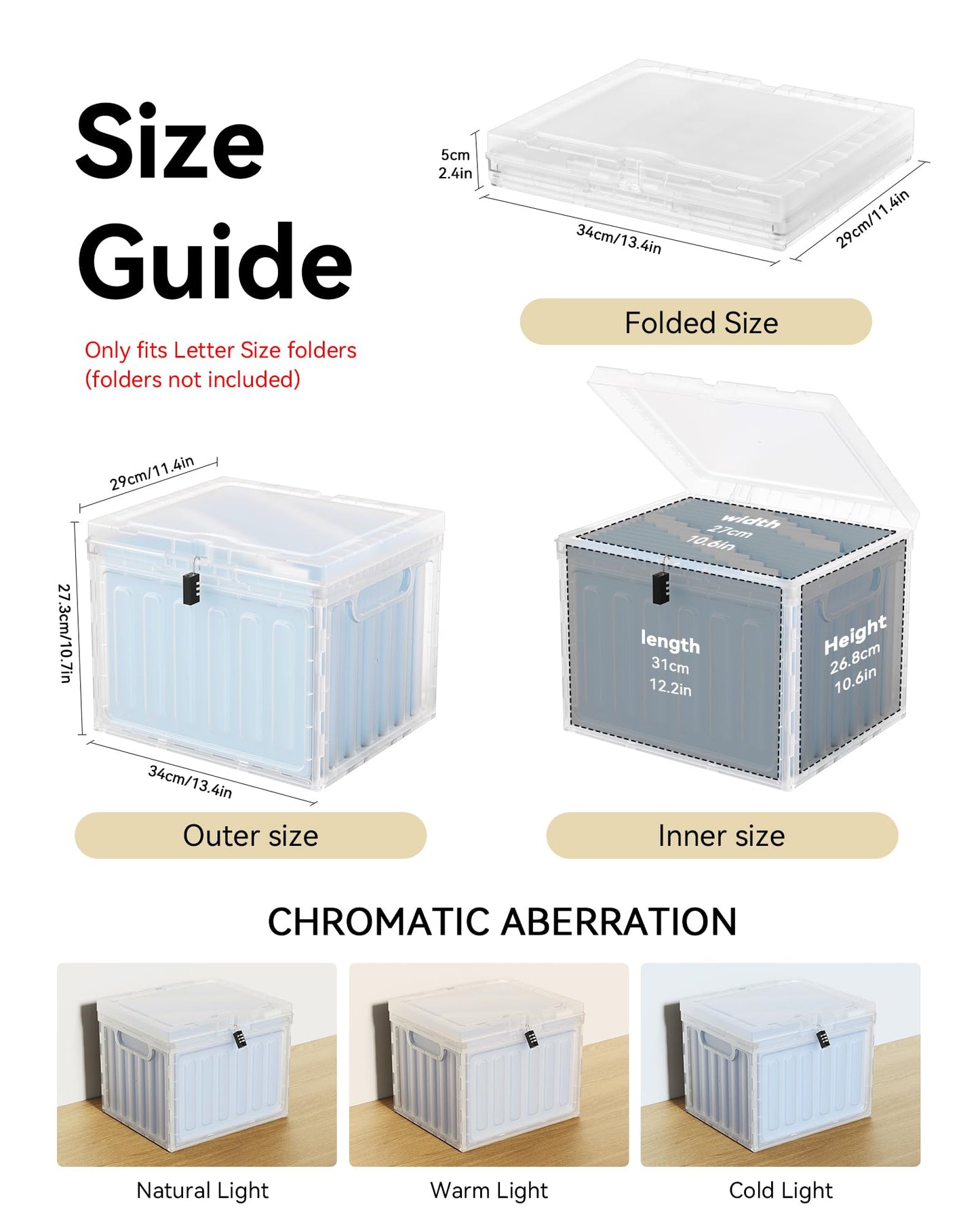 Oterri Plastic File Box with Lid for Letter Size Hanging File Folders, Hanging File Folder Box for Home, Office, School, File Cabinet, Assembly File Organizer, Clear，Large-1 Pack Without Folders