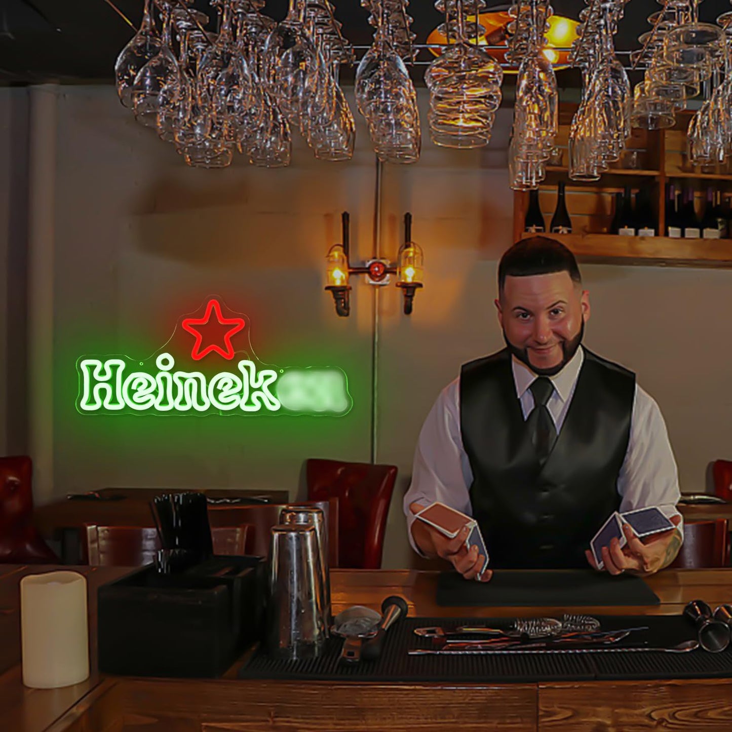 JooeTuu Beer Neon Signs Dimmable Bar Neon Light Up Beer Sign for Home Bar Neon Beer Signs for Wall Decor Man Cave Shop Beer Club Pub Bistro