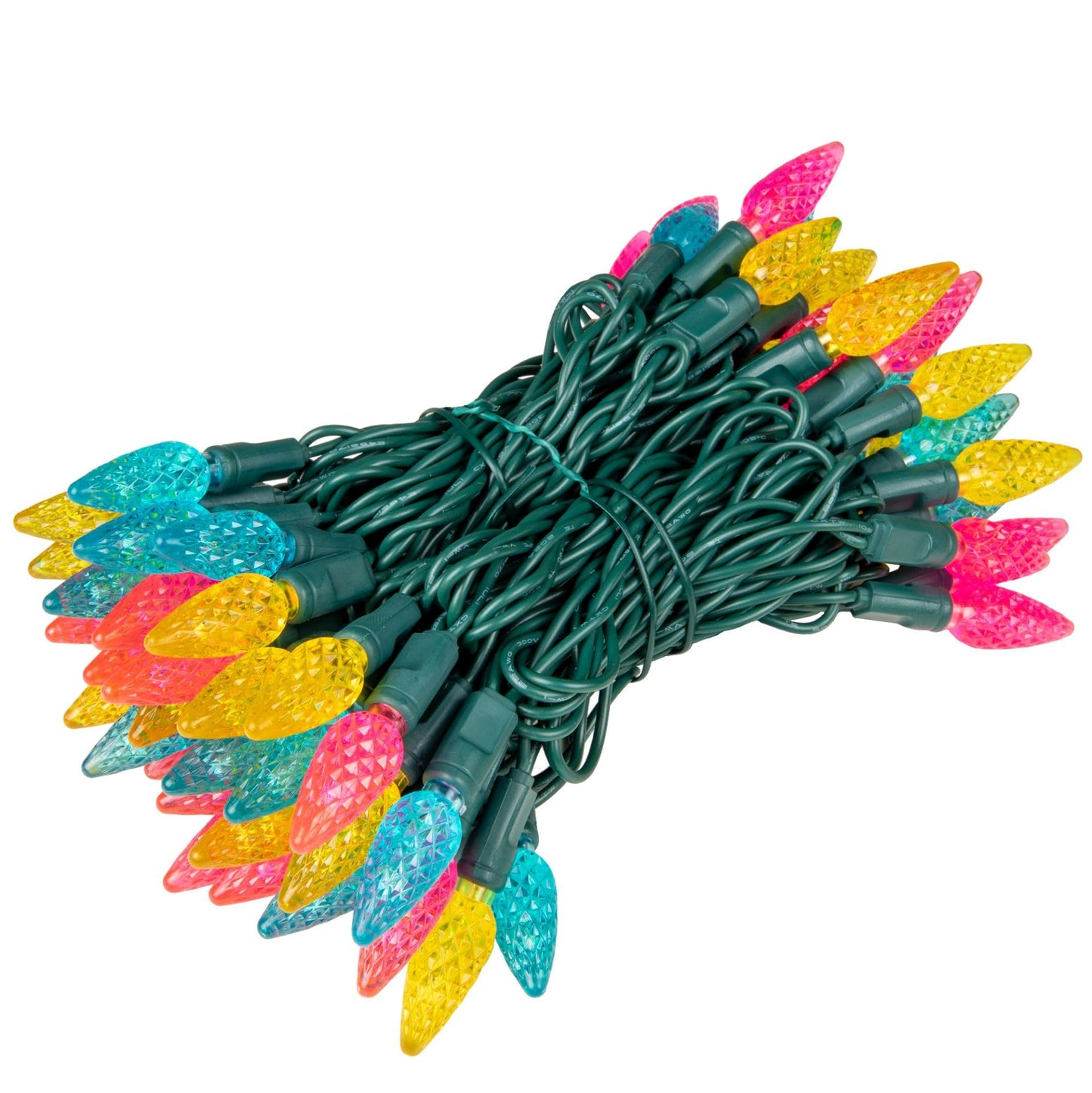Novelty Lights 24FT 70 LED C6 Easter String Lights - Outdoor Spring Tree Commercial Grade Decorations (Yellow/Teal/Pink)