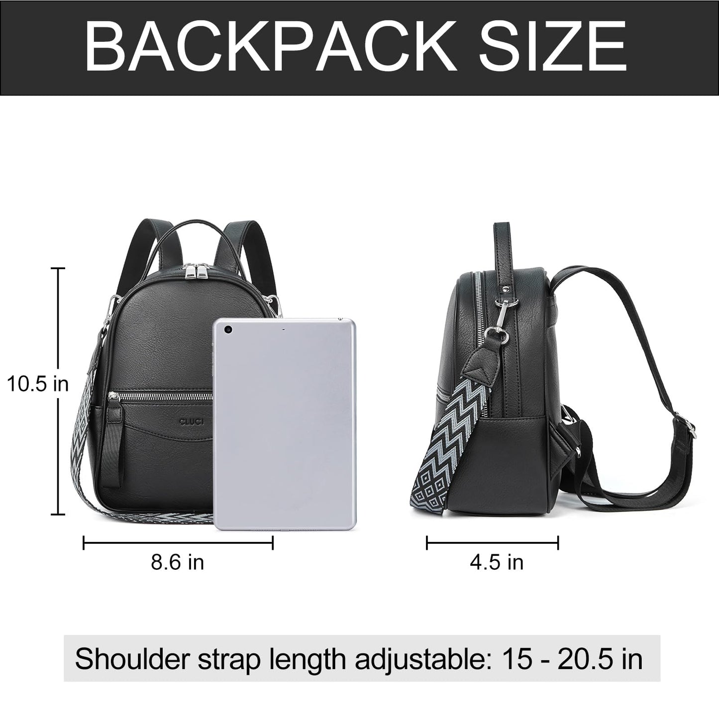 CLUCI Mini Backpack Purse for Women Fashion Leather Small Backpacks Ladies Shoulder Backpack Convertible Handbags Black
