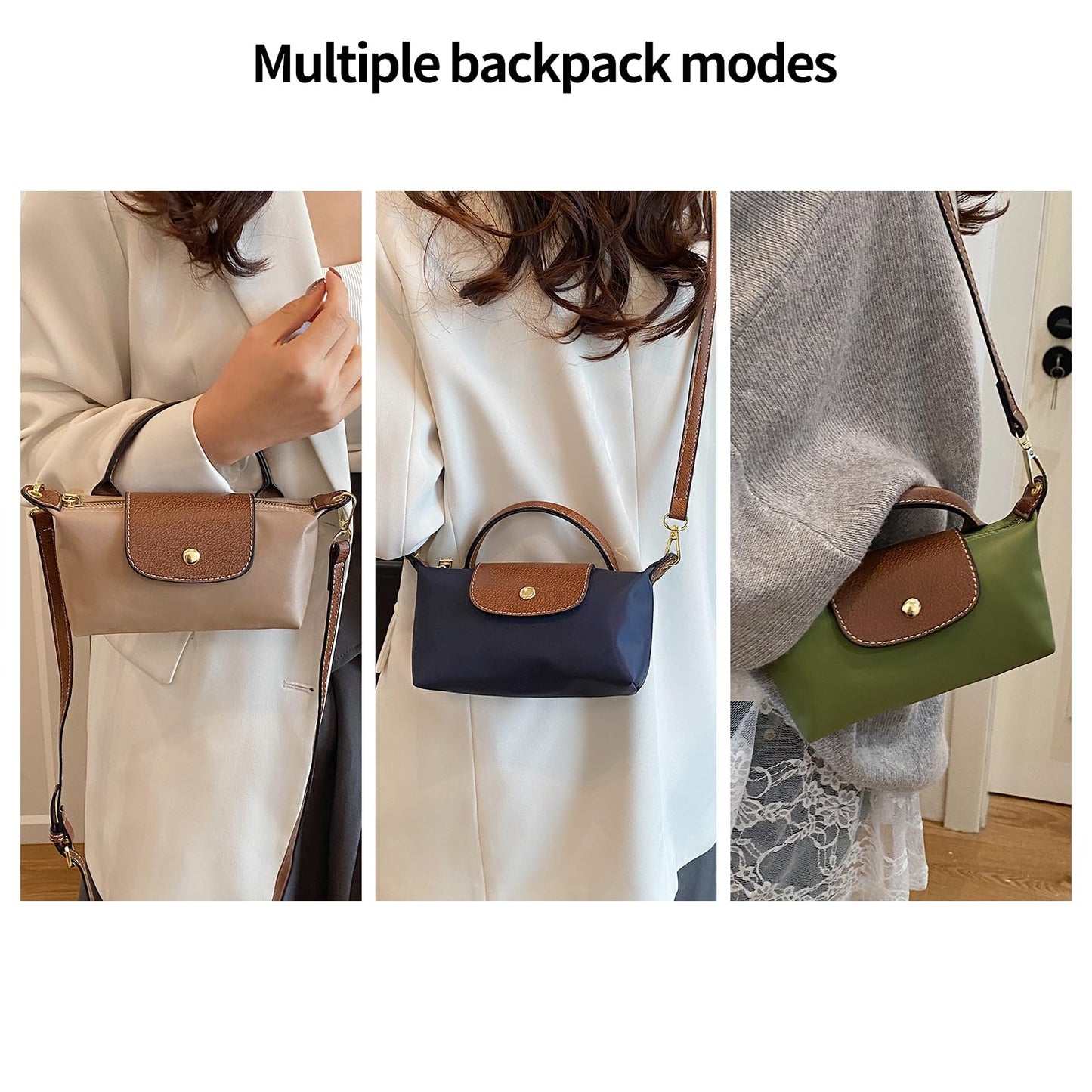Mini Crossbody Bag for Women - Adjustable Strap Shoulder Purse, Small Spacious Tote with Zipper Pockets for Phone Wallet Keys 7.5in Baby Blue