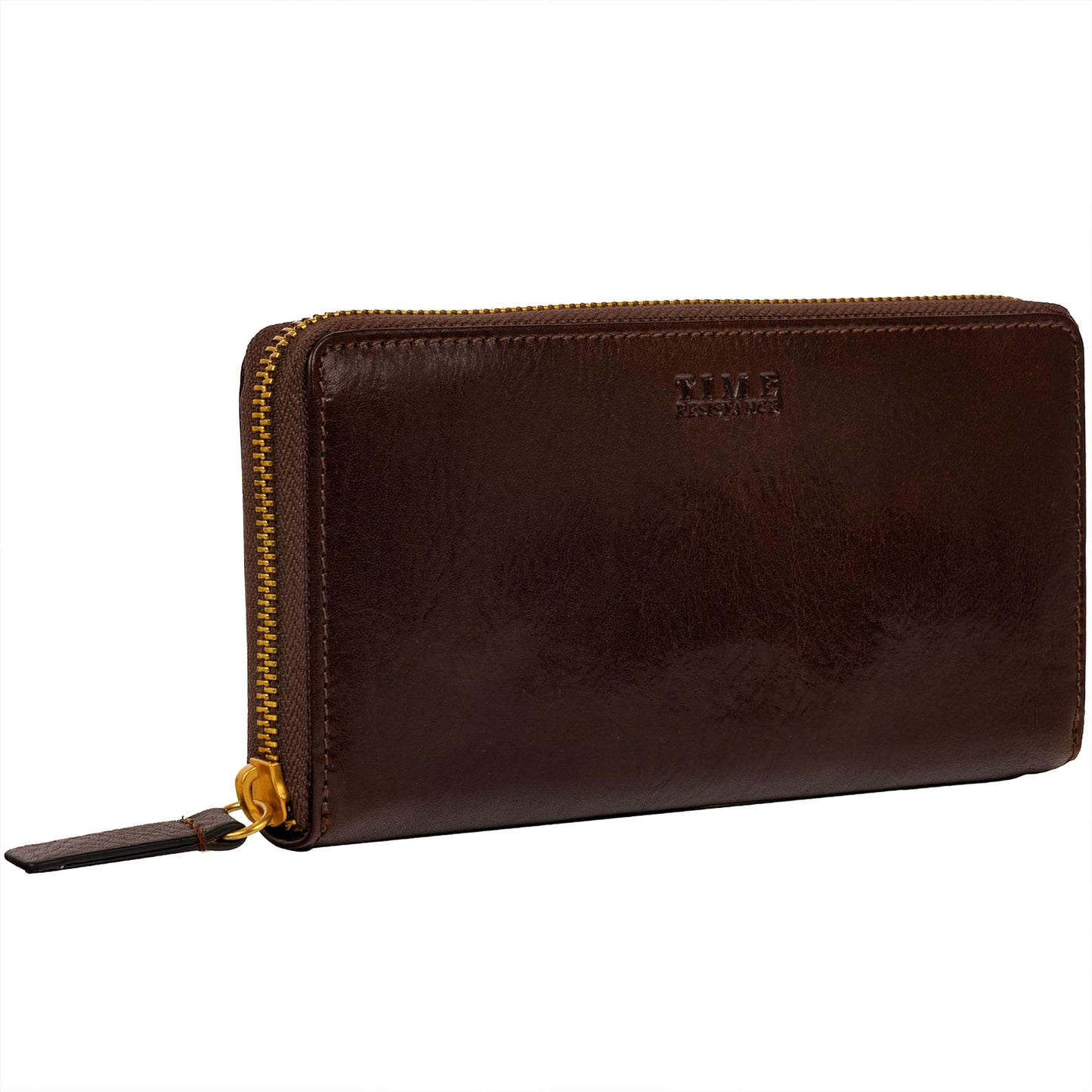 Time Resistance Leather Minimalist Wallet – Handmade Italian Full-Grain Leather Continental Wallet – Slim Cards and Cash Holder (Brown)