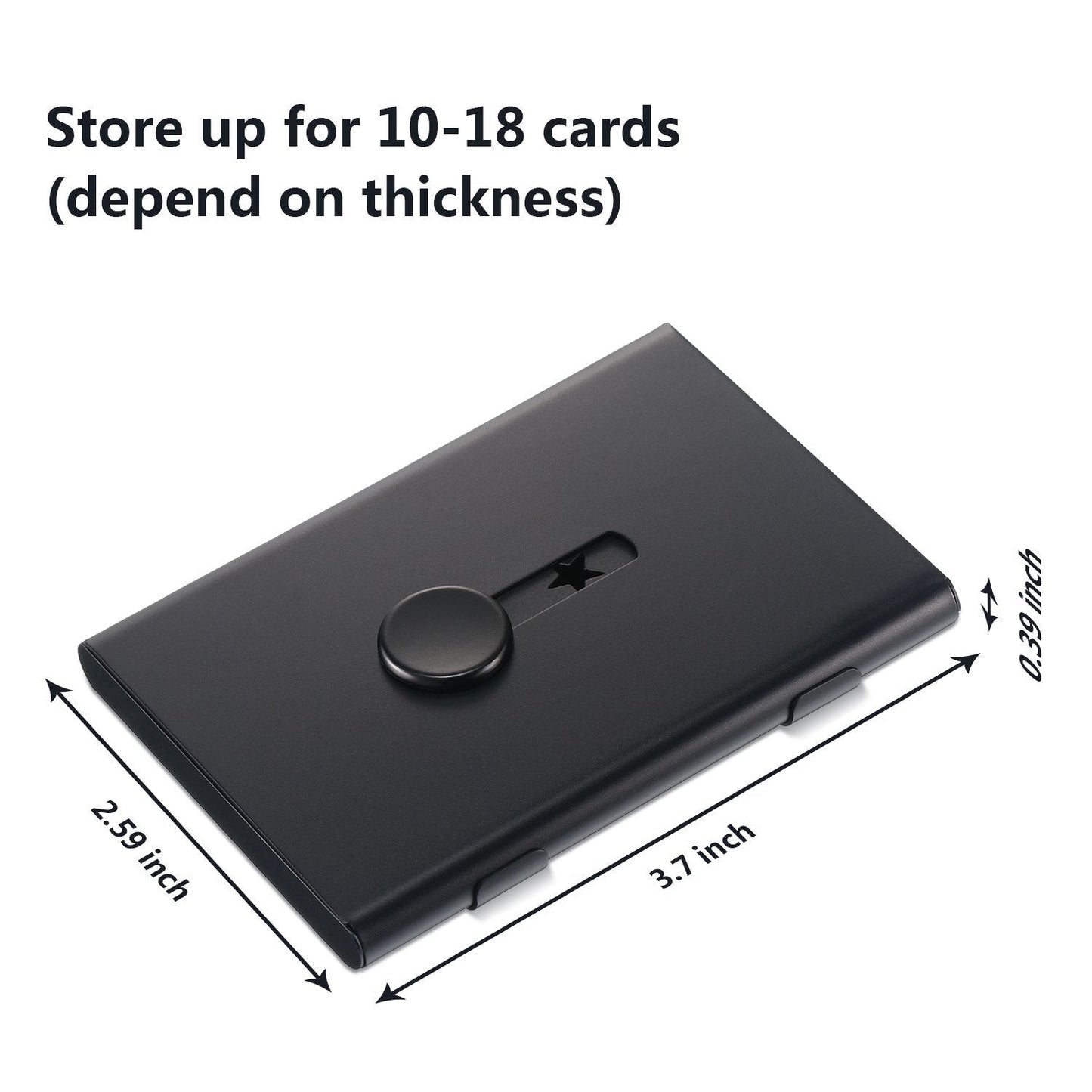 Tatuo 2 Pcs Business Card Holder Thumb Drive Black Gray Stainless Steel Business Name Card Case Portable Slide out Name Holder Wallet Nice Design Pocket for Men and Women