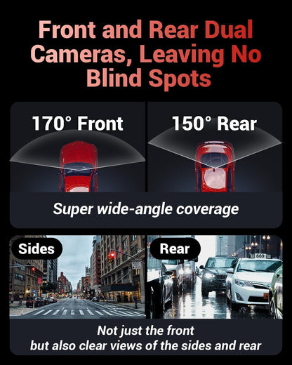 OVAMAN K600 4k Dash Cam Front and Rear, 3.59" IPS Screen, Built-in GPS 5G WiFi Dash Camera for Cars with App, UHD 2160P Night Vision Free 64G SD Card, 170° Wide Angle, HDR, 24H Parking Mode