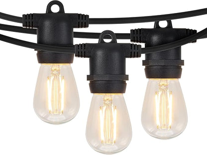 Brightech Ambience Pro 105Ft LED String Lights - 1W Commercial Grade Patio Lighting Outdoor Waterproof - Heavy Duty Dimmable Vintage Edison Porch Lights for Outside, Backyard - 34 Bulbs, Soft White