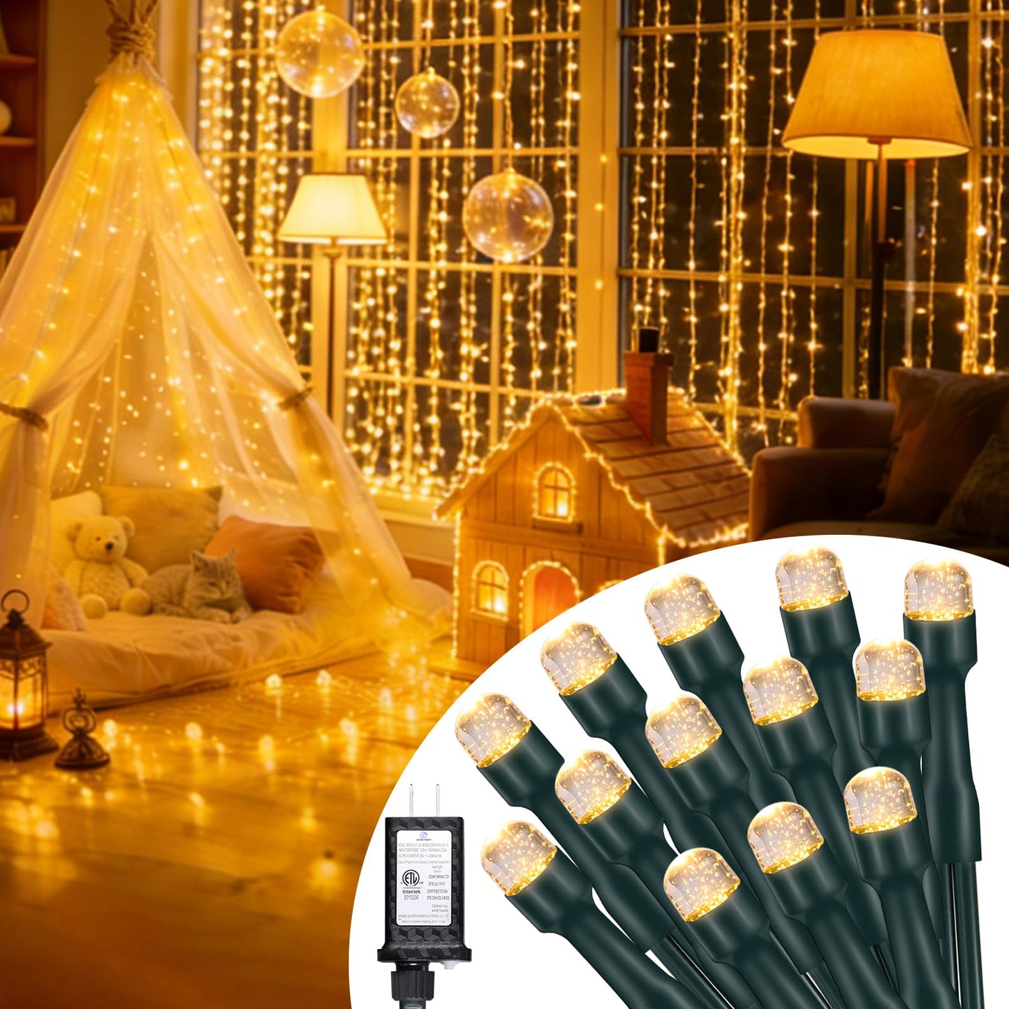LUMLLSAJI 500 LED Fairy Lights 164 ft LED Twinkle Lights 8 Modes Plug-in with Memory Function Green Christmas String Light for Bedroom Xmas Tree Wreath Patio Party Spring Outdoor Decor