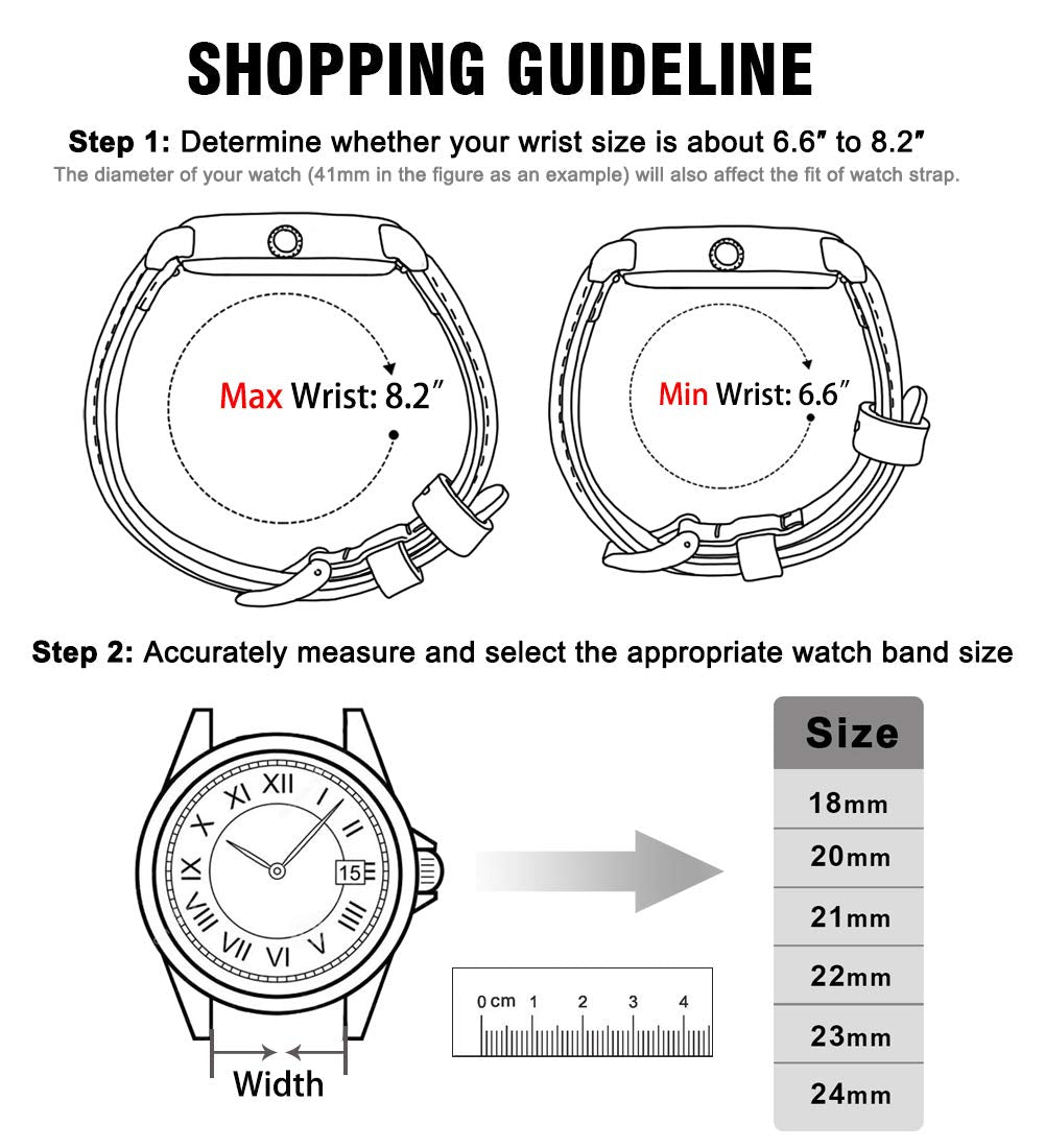 Ritche Quick Release Leather Watch Band 18mm 20mm 21mm 22mm 23mm 24mm Leather Watch Strap, Dark Blue & Silver, 18mm, Classic