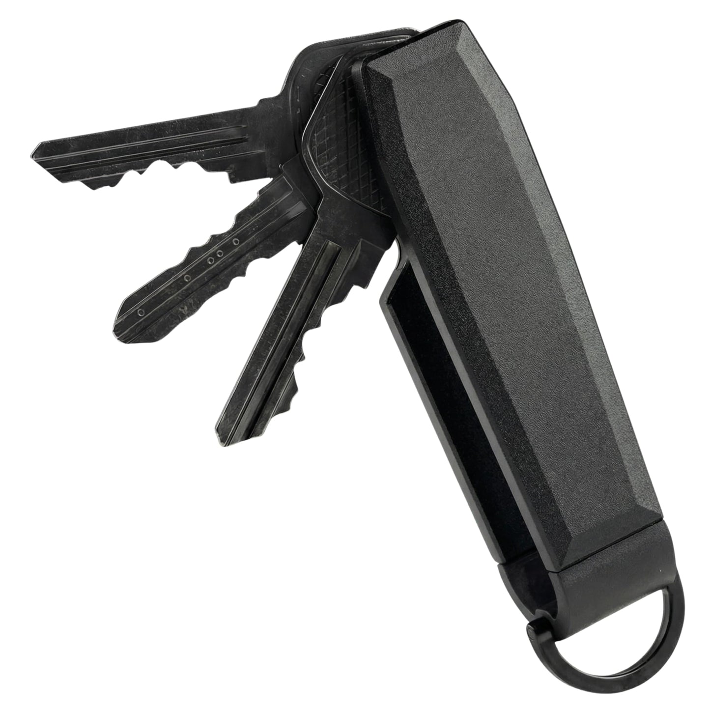 CAXGEK Compact Key Organizer with Spring Tension Lock, Aluminum Keychain Holder. (Black)
