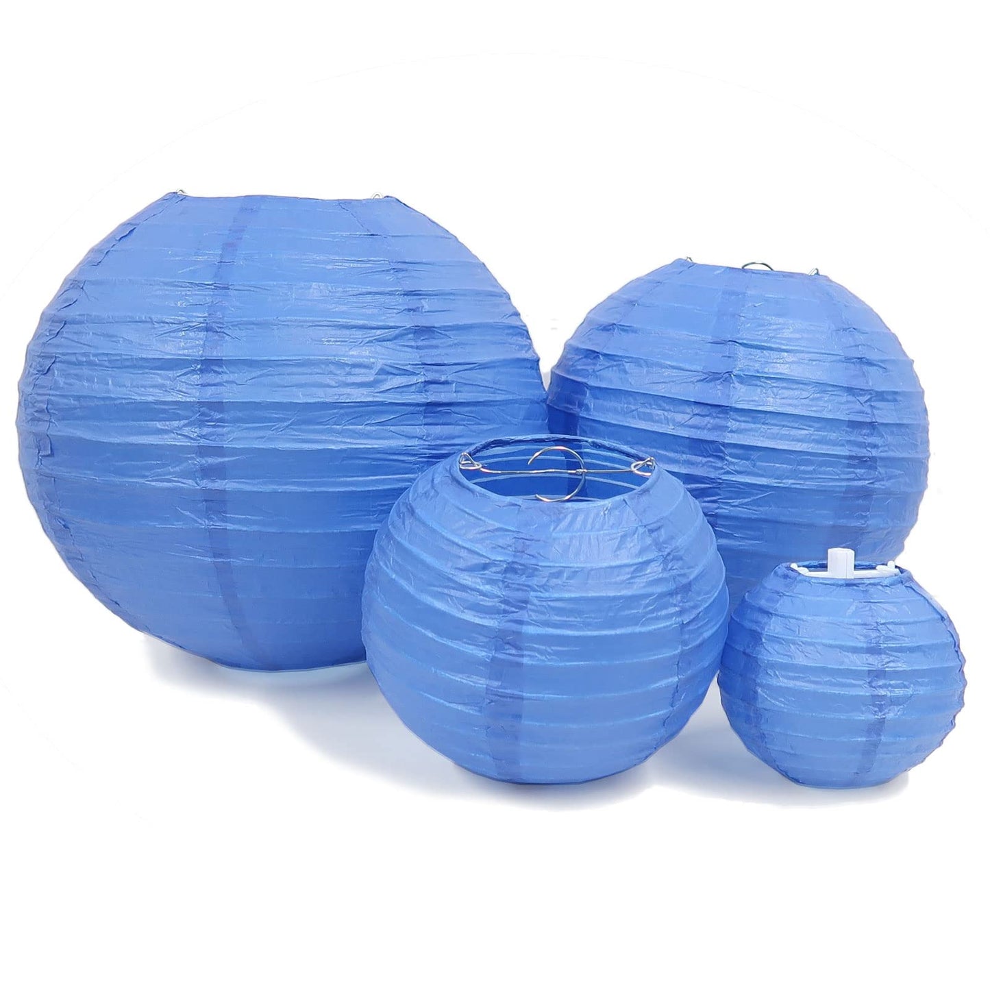 LURICO 16 Pcs Blue/White Paper Lanterns (Size of 4”, 6”, 8”, 10”) - Chinese/Japanese Paper Hanging Decorations Ball Lanterns Lamps for Home Decor, Parties, and Weddings