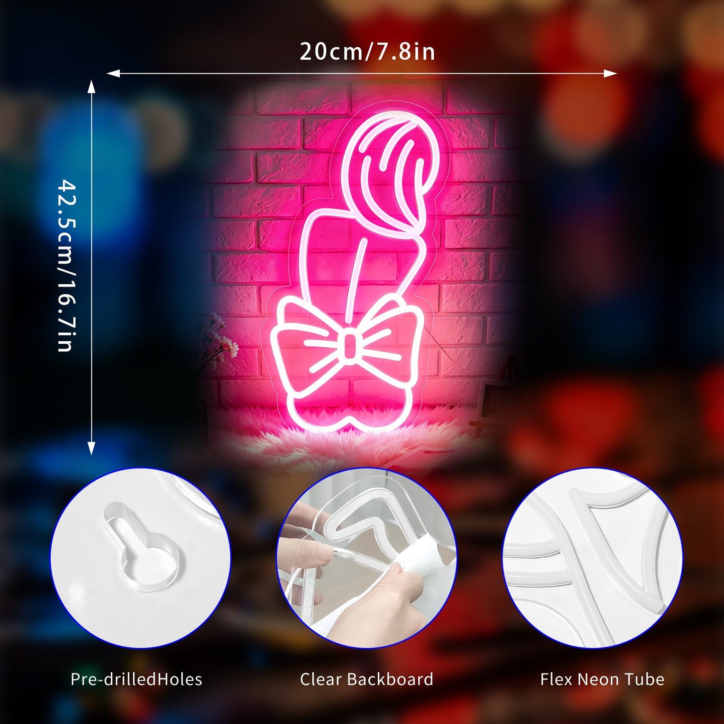 Gdbkabf Bow Lady Neon Sign, Neon Signs for Wall Decor Neon Pink LED Signs Room Neon Light Up Signs Home Decor for Bedroom Club Party Bar Shop USB Operated
