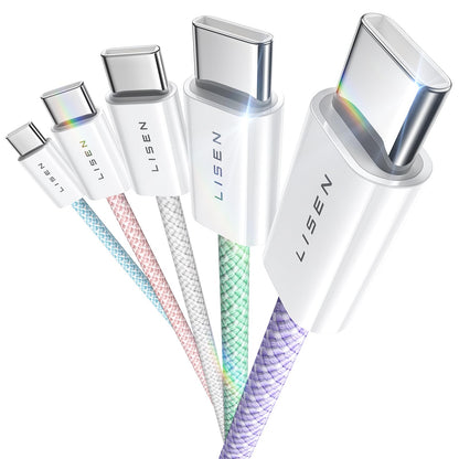 LISEN USB C Cable, 5-Pack [3.3/3.3/6.6/6.6/10FT] for iPhone 17 Charger Cord, 60W USB C to USB C Fast Charging Cable for iPhone 17 Air 16 15 Pro Max, Samsung Z Flip 7/S25/S24, Switch 2, iPad, MacBook