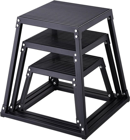 VEVOR Plyometric Jump Box - Steel Fitness Platform for Home Gym Training | Black