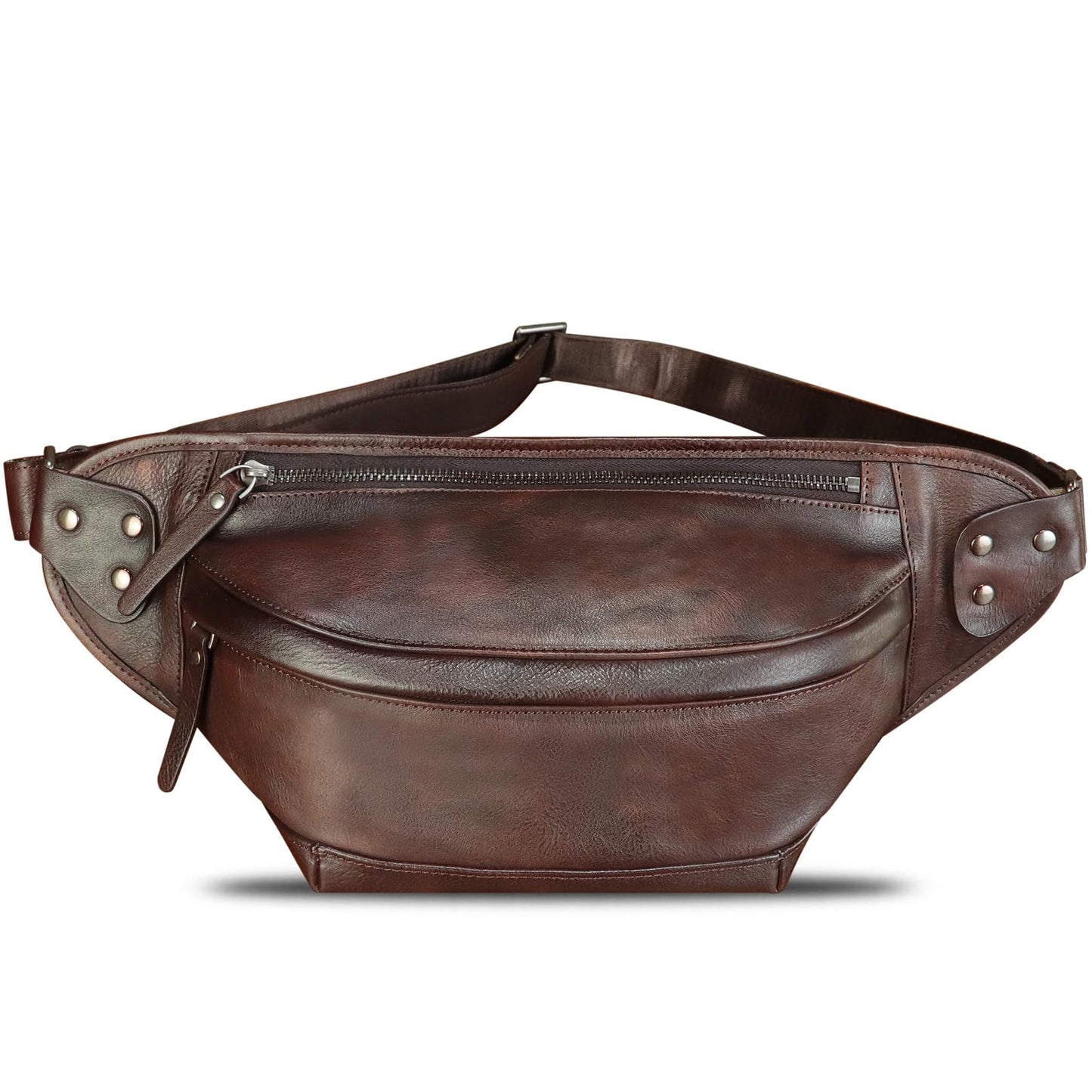 Genuine Leather Fanny Packs for Men and Women Hip Waist Bag Real Leather Fanny Sling Bag Crossbody Chest Purse (Coffee)