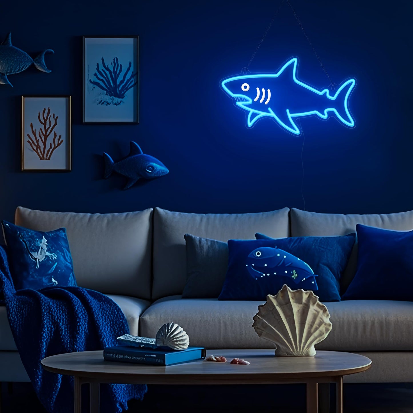 CoolGift Mart Shark Neon Sign, Dimmable LED Shark Light Animal Wall Decor, Christmas Gift White Elephant Gifts for Boys Men, Bedroom Living Room Man Cave Home Decoration With USB Powered