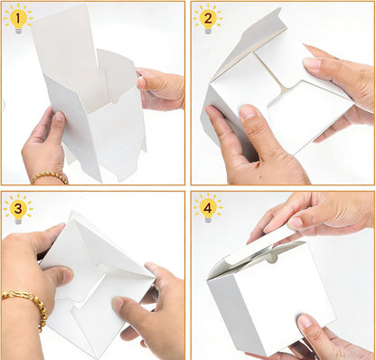 Jucoan 100 Pack White Paper Gift Boxes with Lids, 4 x 4 x 4 Inch Gift Wrapping Box Party Favor Box Goodies Treat Boxes Candy Boxes for Wedding, Bridesmaids Proposal, Birthday, Graduation, Father's Day