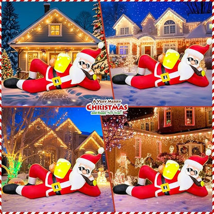 KOOY 6FT Christmas Inflatable Santa Claus Outdoor Decoration with LED Lights, Christmas Decoration Outdoor, Blow up Yard Decor for Outside Garden Lawn Xmas