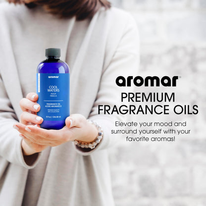 AROMAR Premium Fragrance Oil - Essential Oil for Diffusers & Home Aromatherapy - Cool Waters - 8oz