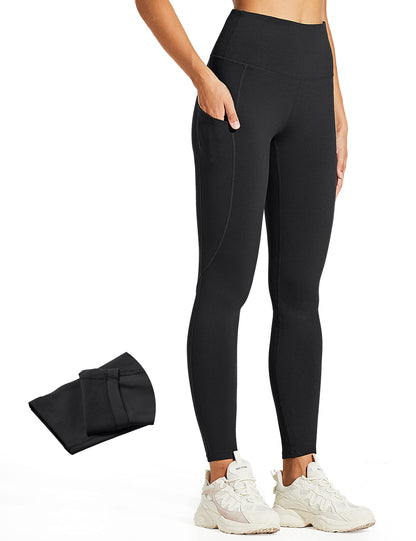 ZUTY Fleece Lined Leggings Women Water Resistant Winter Thermal Insulated High Waisted Hiking Leggings Pockets Plus Size