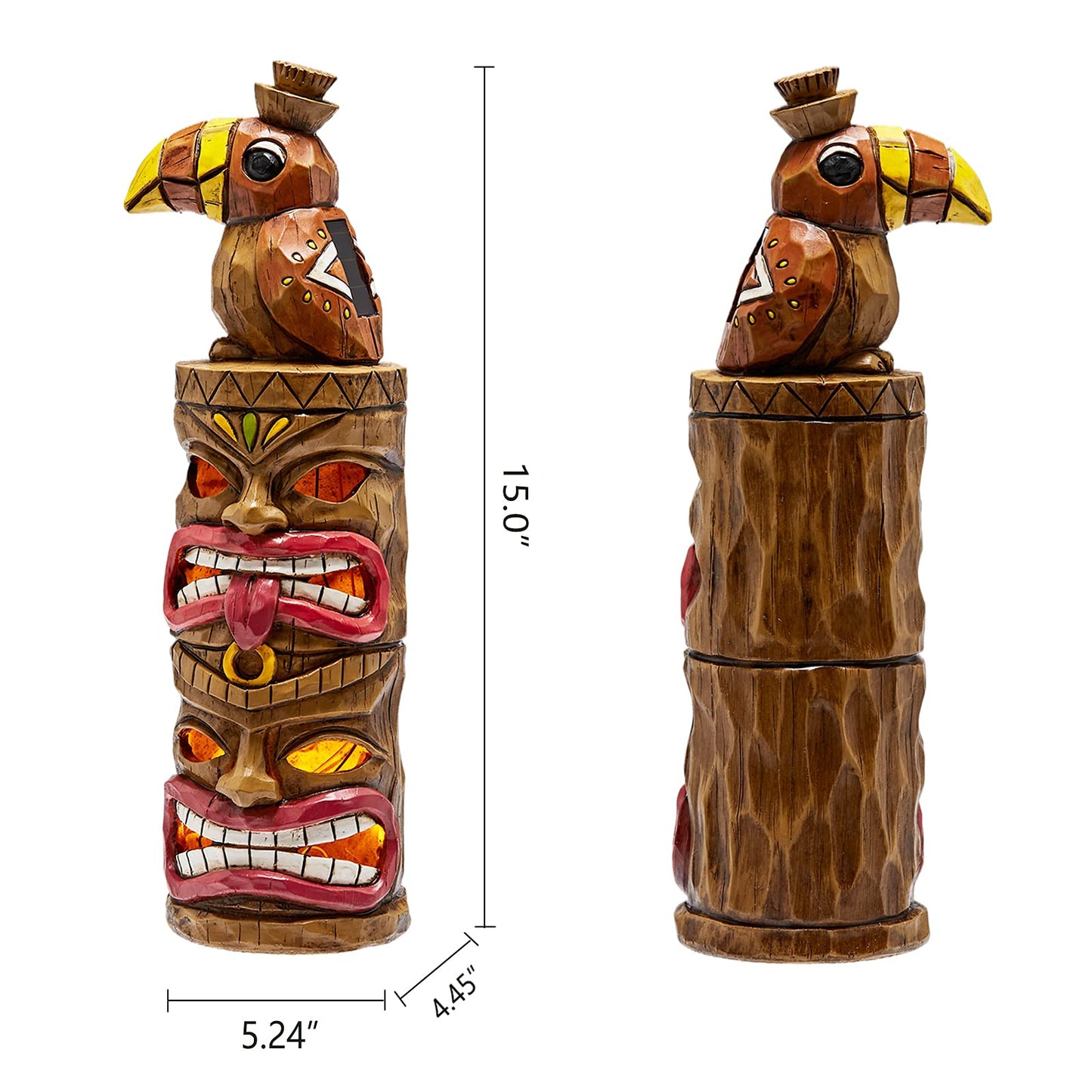 Yiosax Outdoor Tiki Statue Decoration-Solar Garden Figurine - Woodpecker Waterproof Unique Housewarming Gifts for Women Patio,Balcony,Yard,Lawn Decor 15 Inch Tall