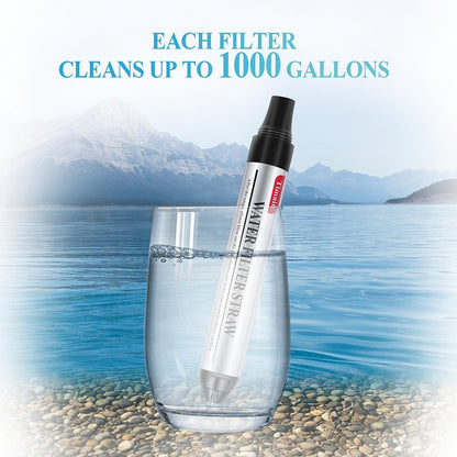 Timain 4 Pack Mini Water Filter Straws,Water Purifier Survival for Emergency Preparedness,Break Glass,Travel,Camping, Hiking,Fishing,Hunting (4)