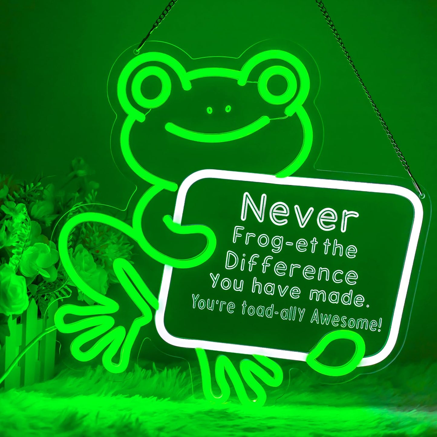 LMHSE Frog Neon Sign Dimmable Classroom Neon Sign for Wall Decor, Room Decor for Teen Girls, Bedroom, Home Decoration, Gifts for Birthday, Christmas (Frog-Green)