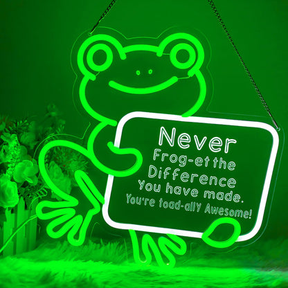 LMHSE Frog Neon Sign Dimmable Classroom Neon Sign for Wall Decor, Room Decor for Teen Girls, Bedroom, Home Decoration, Gifts for Birthday, Christmas (Frog-Green)