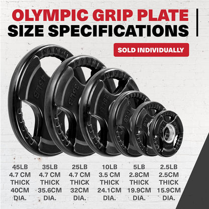 Lifeline Fitness Rubber Grip Plates For Olympic Barbell - 2" Weight Plates for Home or Gym - Strength Training Single Plates - 2.5/5/10/25/35/45 LB Options