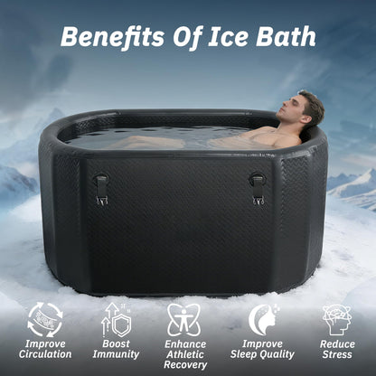 500L Portable Ice Bath Tub with Lid, Large Oval Cold Plunge Tub for Athletes Recovery & Therapy, Durable Inflatable Ice Bath for Full Body Immersion, Professional Cold Tank for Indoor Outdoor Use