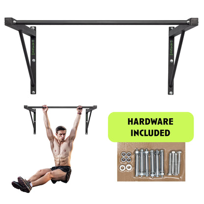 Rage Fitness Heavy-Duty Wall Mounted Pull Up Bar - 500 lbs Weight Capacity | Maintain Upper Body Strength & Core Stability | Space Efficient Steel Chin Up Black Bar for Home & Gym Versatile Workouts