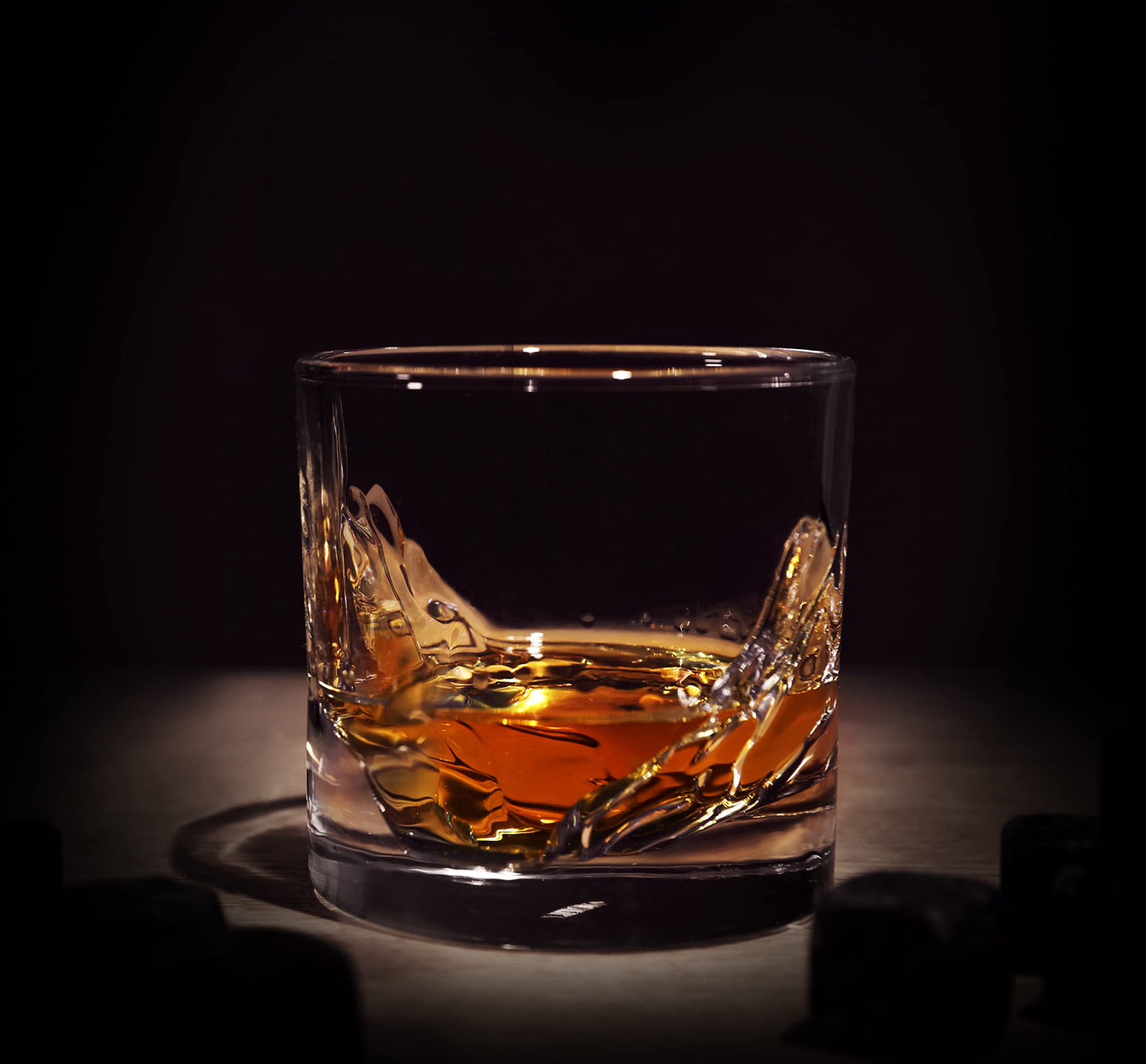 LIITON Grand Canyon Heavy Crystal Whiskey Glasses Gift Set of 2, Thick Freezable Bourbon Glass 1lb Each, Premium Whiskey Gifts for Men, Frozen Crystal Chills Cocktails, 10 oz