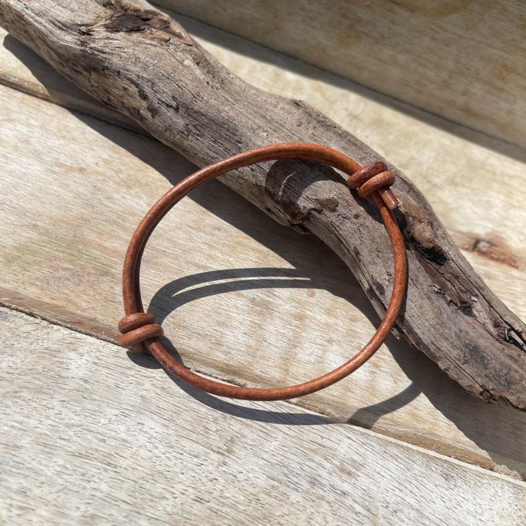 3 mm Men Genuine Leather Bracelet - Handmade Adjustable Cuff, Mens Minimalism Leather Wrap Wristband, Simple Accessories, Premium Leather, Women Gift To Boyfriend, Pulsera Hombre (Distressed)
