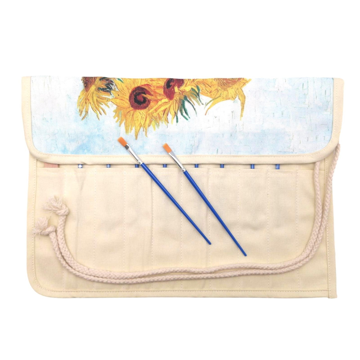Funny live Paint Brush Holder Art Supplies, Artist Paint Brush & Storage Organizer Roll-Up Case Bag, Protect Acrylic Oil Watercolor Paintbrushes (Sunflower 20 Slot Pockets)