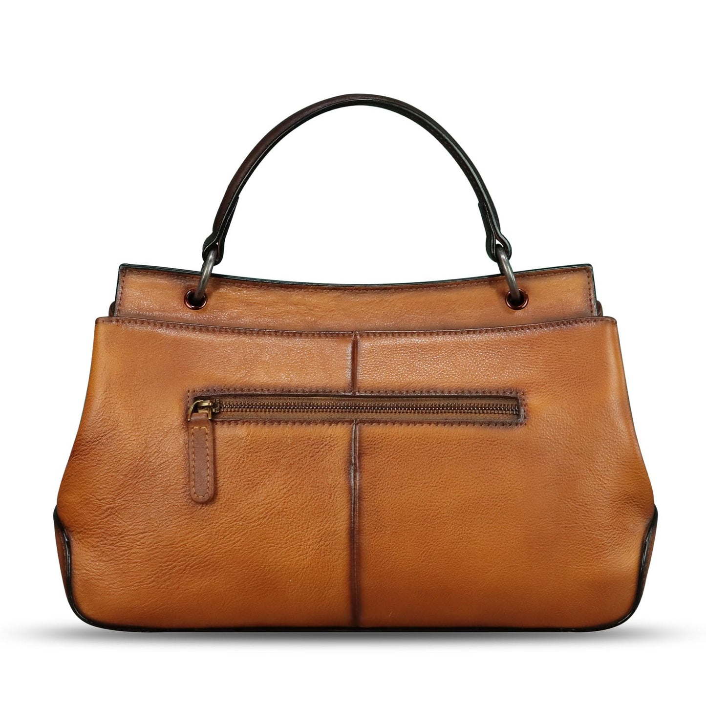 Genuine Leather Handbag Satchel for Women Retro Leather Crossbody Bag Pouch Vintage Ladies Handbag Purse (Brown-CF)