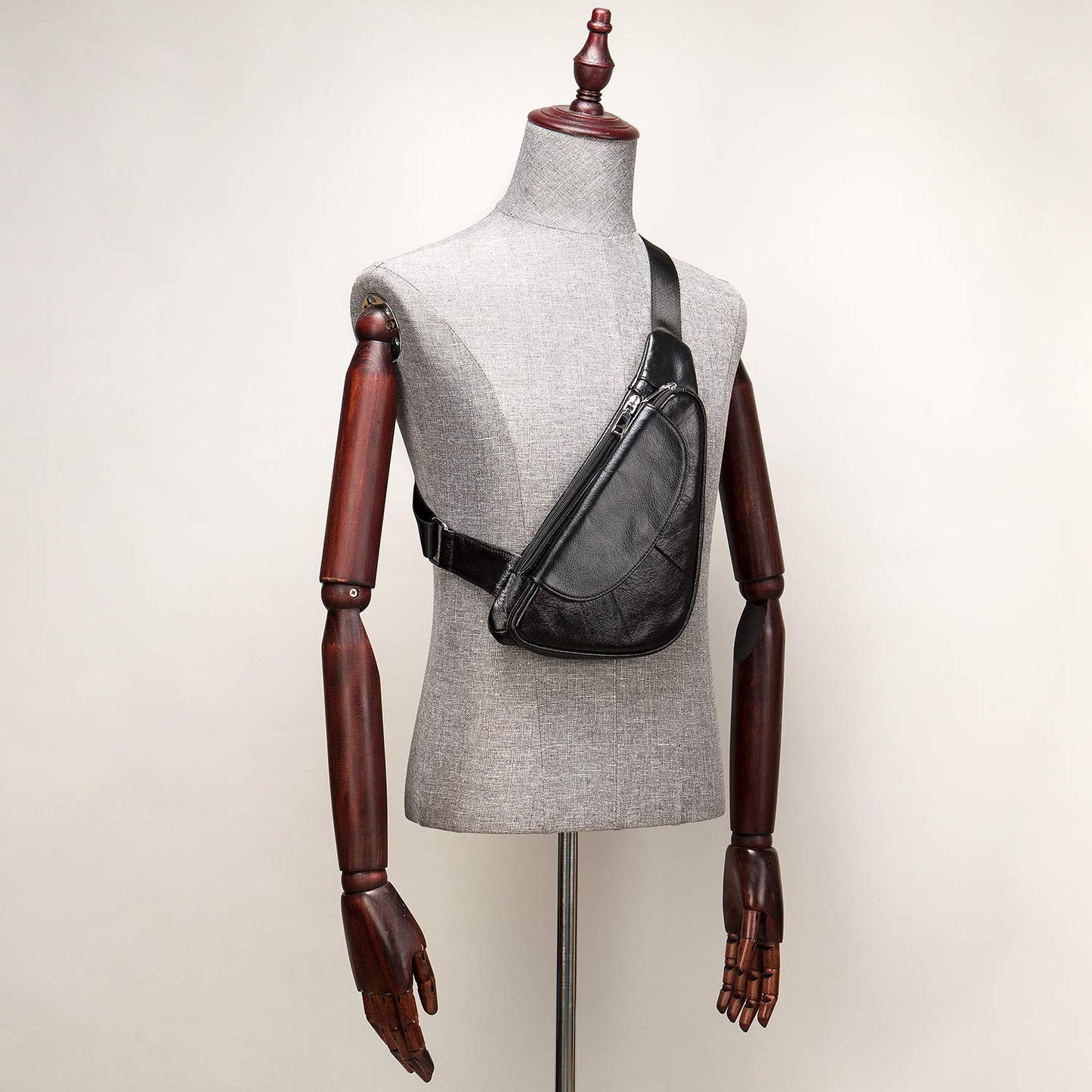 Genuine Leather Mens Sling Bag Triangle Small Women Crossbody Bags Purses Front Chest Day Pack One Shoulder Strap Backpack