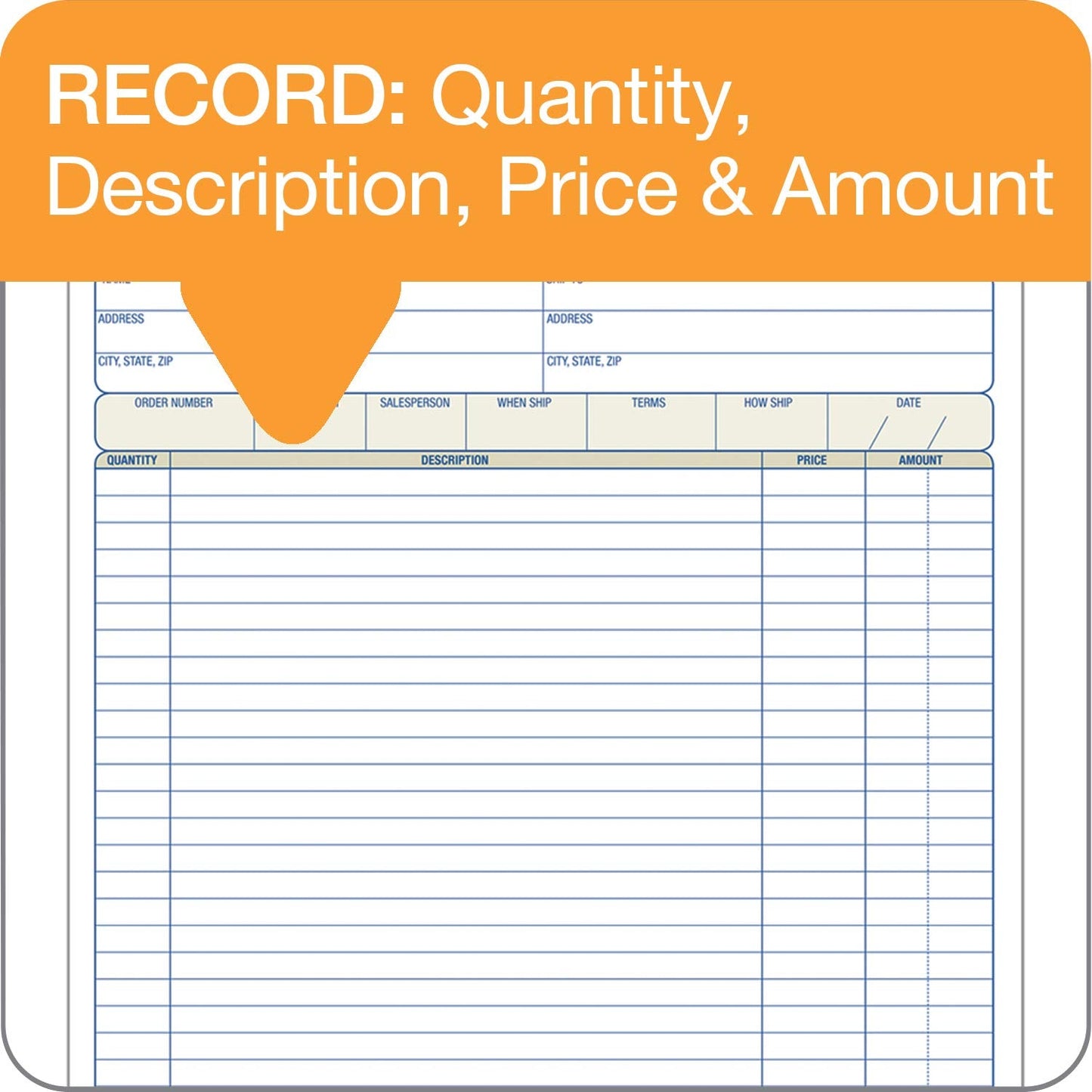 Adams Order Book, Carbonless, White/Canary/Pink, 3-Part, 8-3/8 x 10-11/16 Inches, 50 Sets (TC8100)