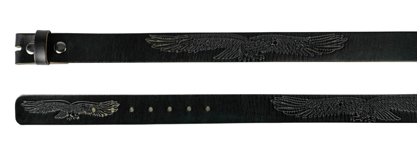 Gelante Genuine Full Grain Leather Belt Strap without Belt Buckle (Embossed Eagle, Large (38''-40''))