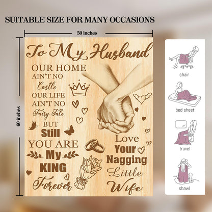 Anniversary for Husband from Wife - Romantic Healing Thoughts Blanket for Men, Perfect Husband Birthday Gift Ideas(Father's Day, Valentine's, Christmas, Wedding Gift Idea) 60"x50"