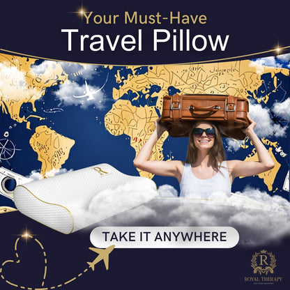 Royal Therapy Travel Memory Foam Pillow, Camping, Cervical for Pain, Contour Pillow, Shoulder Pain, Neck Pain Pillow
