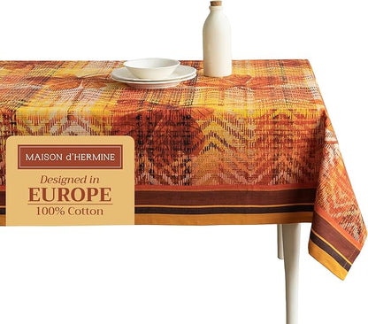 Maison d' Hermine Table Cloth Square Table 100% Cotton 54 x 54 Inches Fall Tablecloth Reusable Everyday Use for Thanksgiving Christmas Decorations Dining Farmhouse Party (Thanksgiving Tartan)