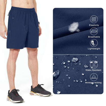 NORTHYARD Men's Athletic Running Shorts Gym Workout 7"/9"/5" Quick Dry Lightweight Sports Basketball Tennis 3 Zipper Pockets DARKBLUE 4XL