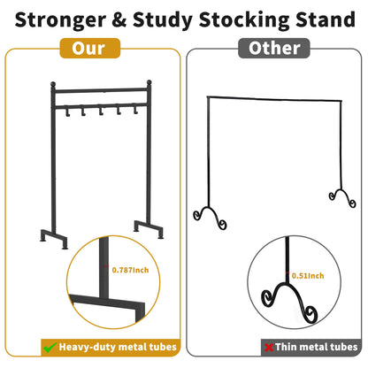 GloTika Christmas Stocking Holder Stand with 6 Hook, Heavy Duty Freestanding Christmas Stocking Hanger, Metal Holiday Decor Hanger Display for Home, Floor, Living Room