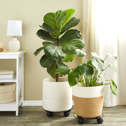Bright Creations Plant Stand with Wheels - 10.6 in Diameter, Black, Pack of 4, Modern - Metal Rolling Plant Stand Base with 360-Degree Rotation & Locking Casters for Indoor & Outdoor Planter Pots