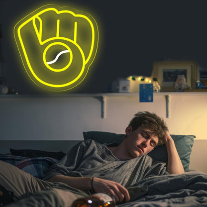 Balanar LED Baseball Neon Sign, Yellow and White Neon Light, 12.4 x 12.2 Inch, 5V Dimmable, Perfect for Christmas and Birthday Gifts