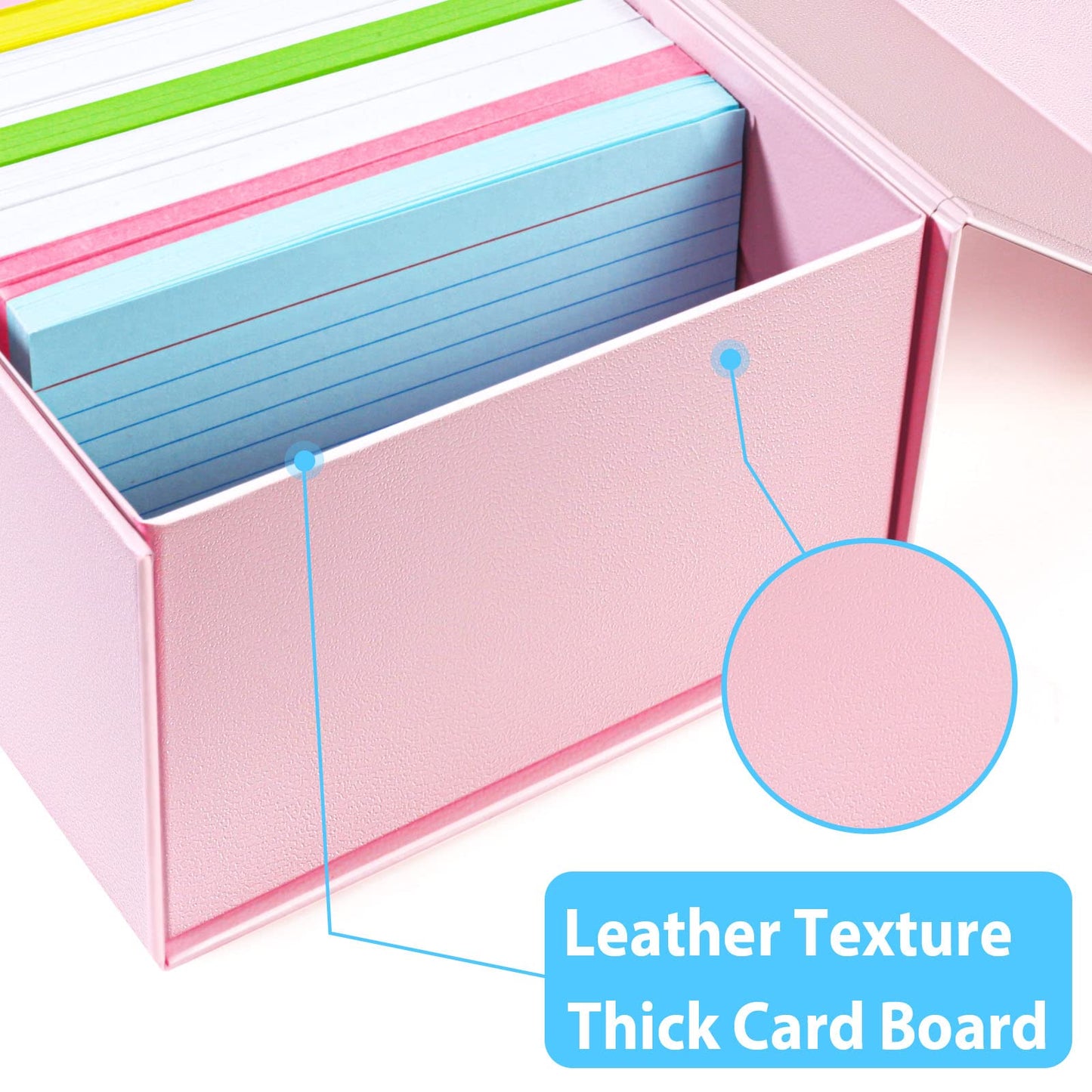 Harhana 3x5 Index Card Holder Pink Card File Box Organizer, Hold 1200 3x5-Inch Flash Cards- 2 Pack Pink