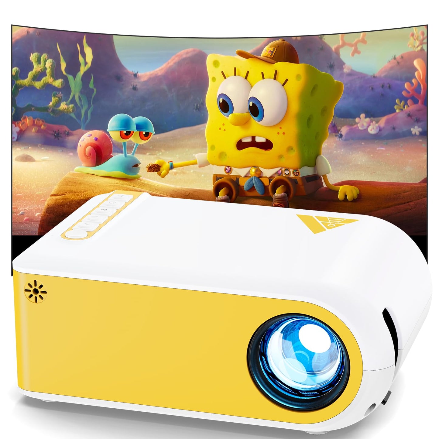 KSAN Mini Projector, Projector with WiFi and Bluetooth, Portable Movie Projector for Outdoor use, Built-in Speaker, 1080P Support Small Bedroom Video Projectors Compatible with Phone /TV Stick /PC