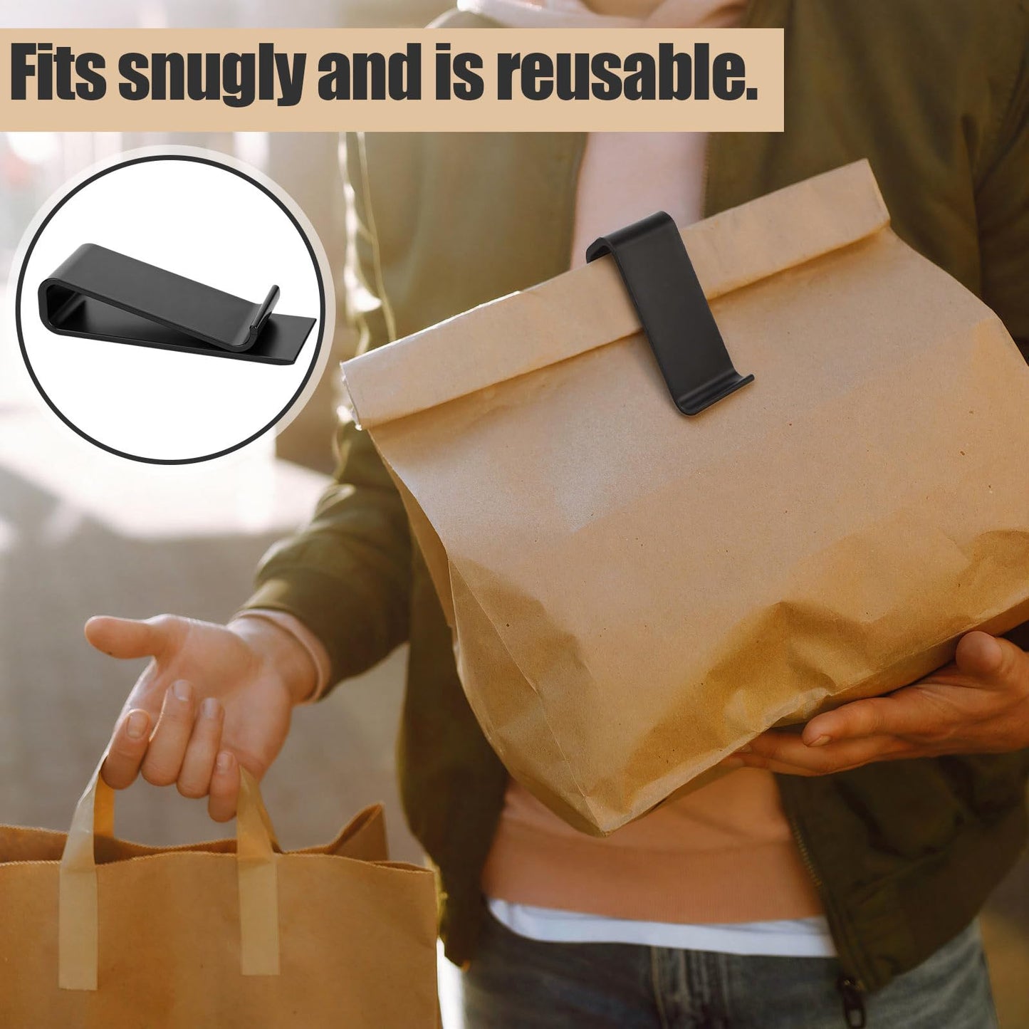 Tinlade 12 Pcs Cardboard Box Clips Reusable 3-5/8 Inch Chip Trash Garbage Bag Holder Clip Suit for All Single Walled and Most Double Walled Boxes and Cartons (Black)