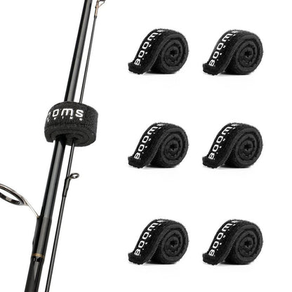 Booms Fishing RS3 5.9" Fishing Rod Wrap Pole Straps for the Tip of the Rods, Black 6pcs