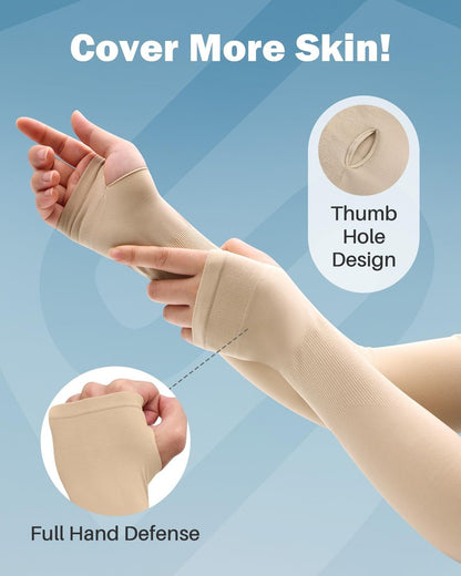 SHINYMOD Arm Sun UV Protection Sleeves for Men Women Cooling Compression Sleeve with Thumb Hole, for Golf Driving