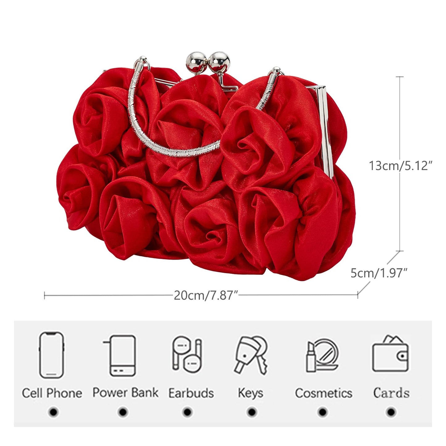 Clutch Purses for Women Satin Evening Purses for Women Red Clutch Wedding Purse Cocktail Party Prom Dressy Handbags