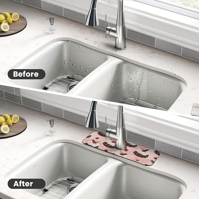 Faucet Draining Mat For Kitchen Sink, Cream Puddings Diatom Mud Absorbent Drain